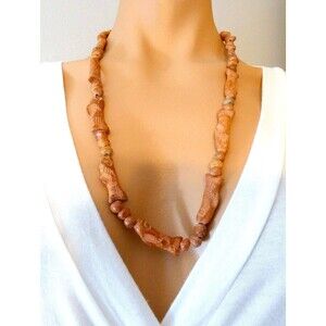 VTG Fish Carved Soap Stone Fetish Necklace 27" Handmade